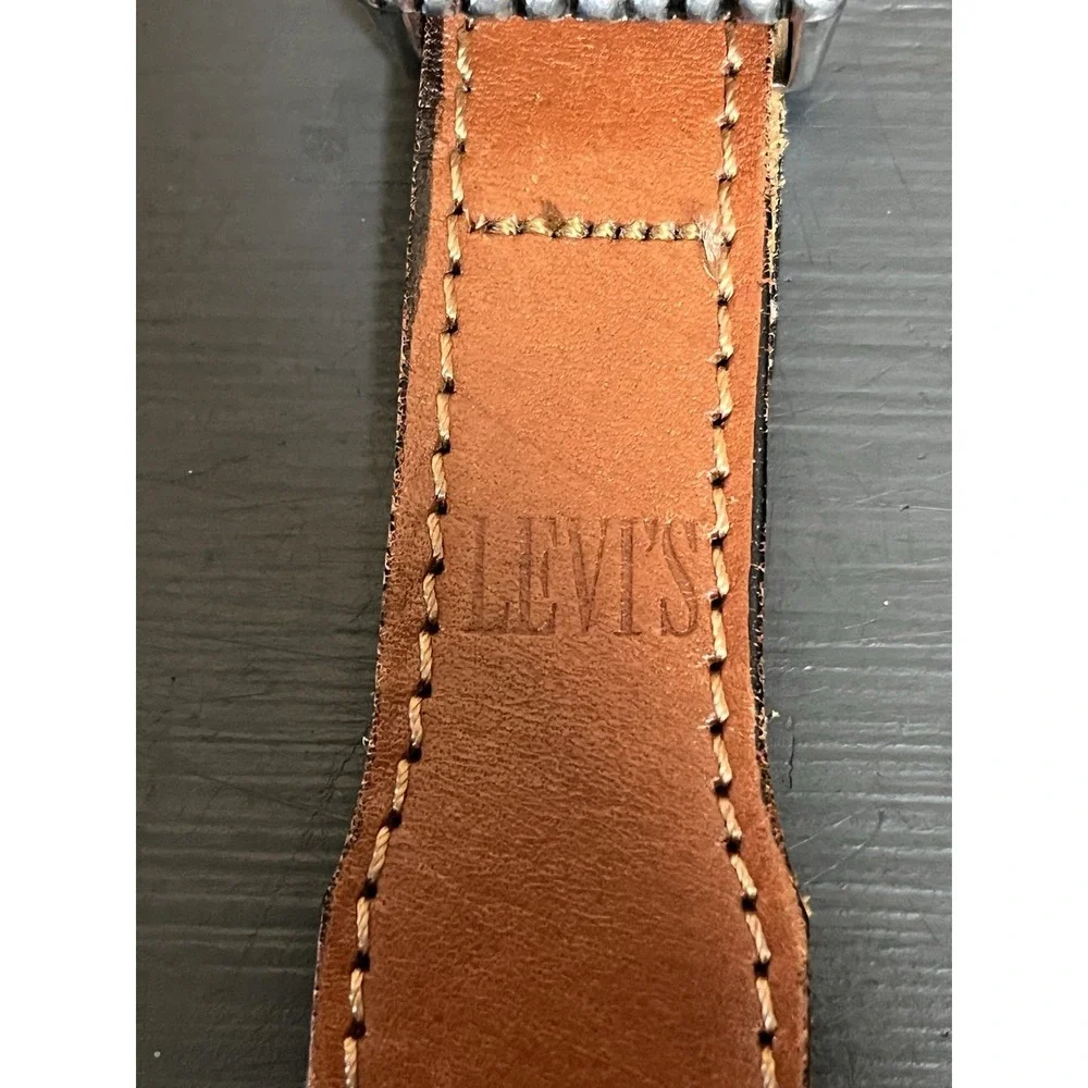Vintage Levi's belt Women Western Boho Brown Leather Southwestern Silver‎ Concho